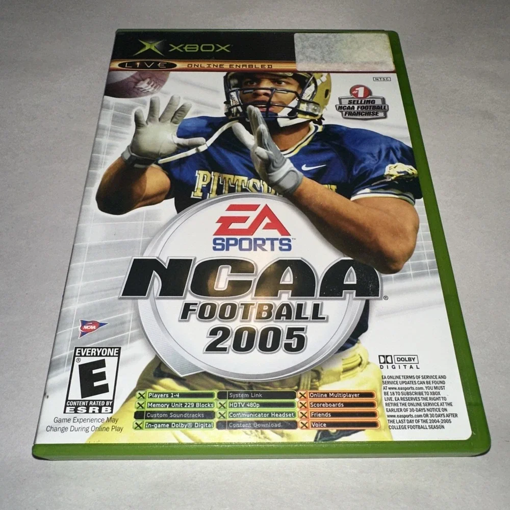 NCAA Football 2005 + Top Spin (Xbox, 2004) Complete CIB W/ Both Manuals Exc Cond